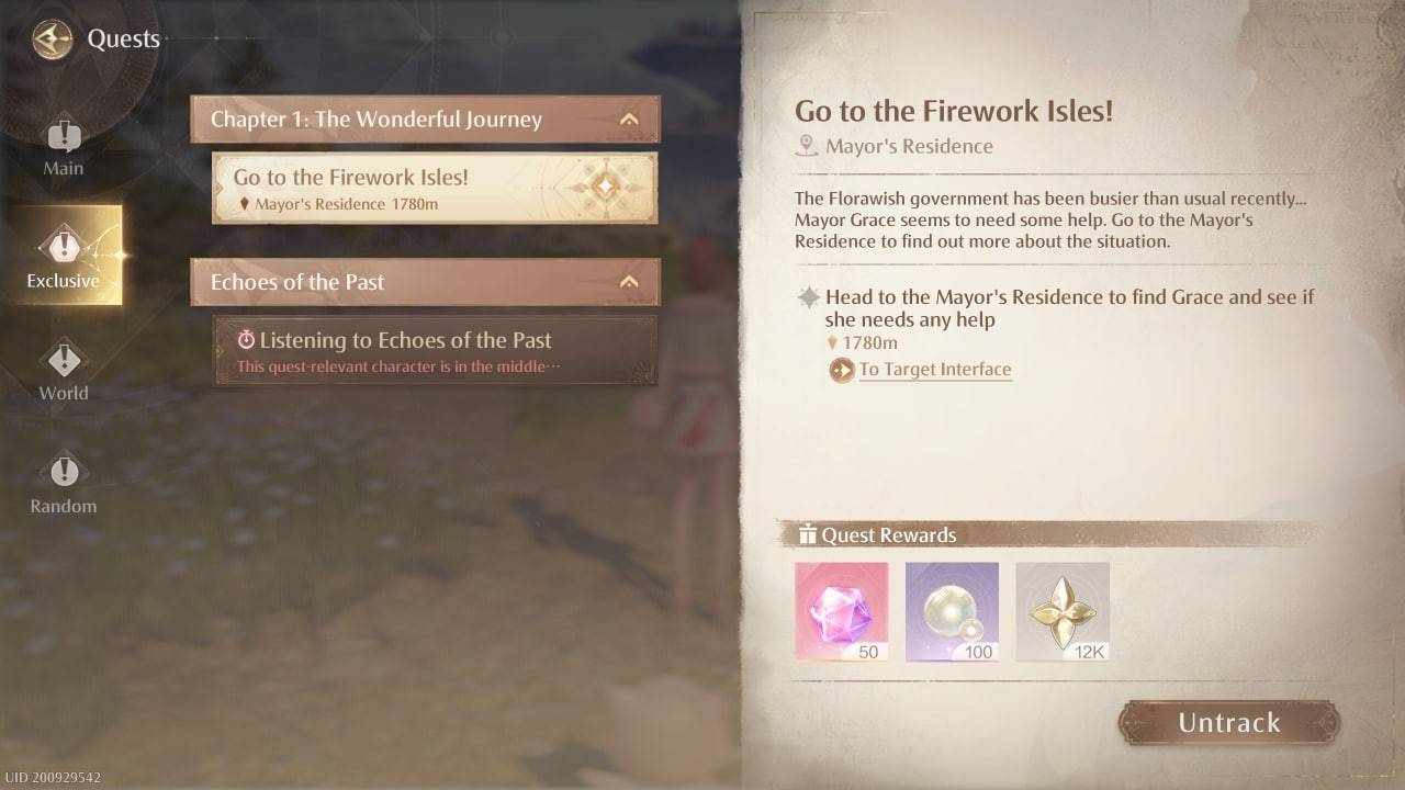 Infinity Nikki Quest Interface