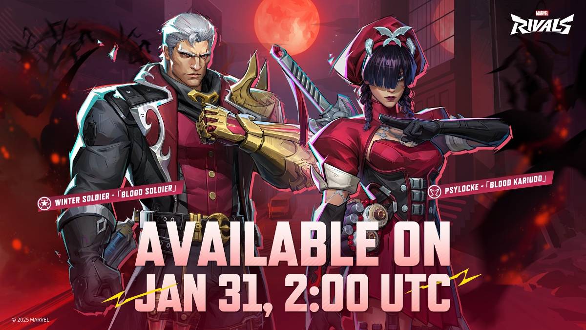 The Bucky Blood Solider & Psylocke Blood Kariudo Skin von Marvel -Konkurrenten mit ihrem Veröffentlichungsdatum