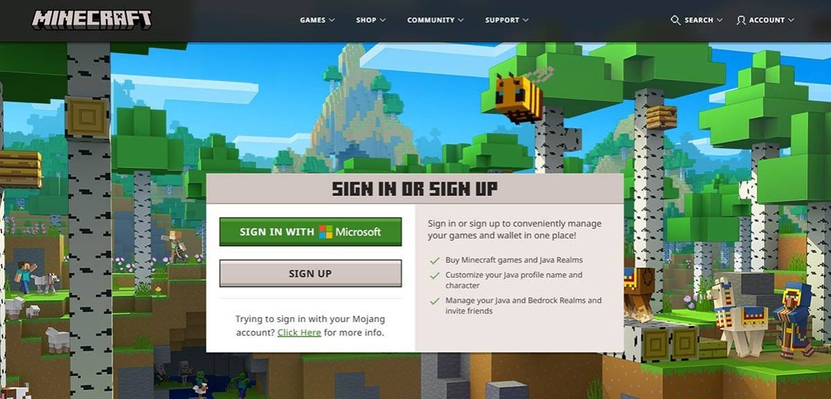 Creación de una cuenta de Minecraft