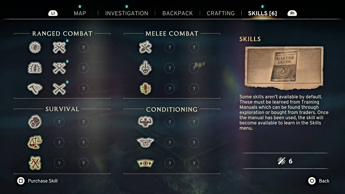 เมนูทักษะใน Atomfall
