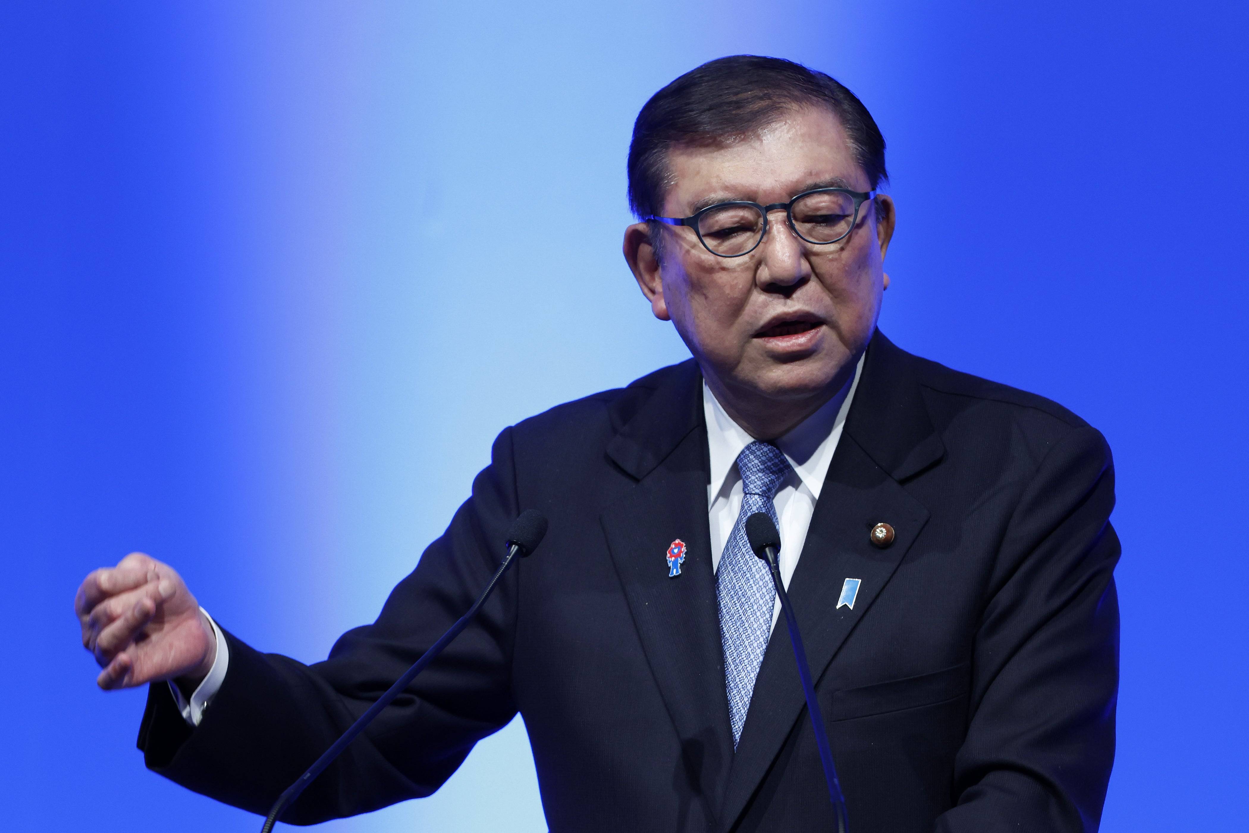 日本总理Shigeru Ishiba回答了一个有关刺客信条阴影的问题。摄影师:Kiyoshi Ota/彭博通过Getty Images。