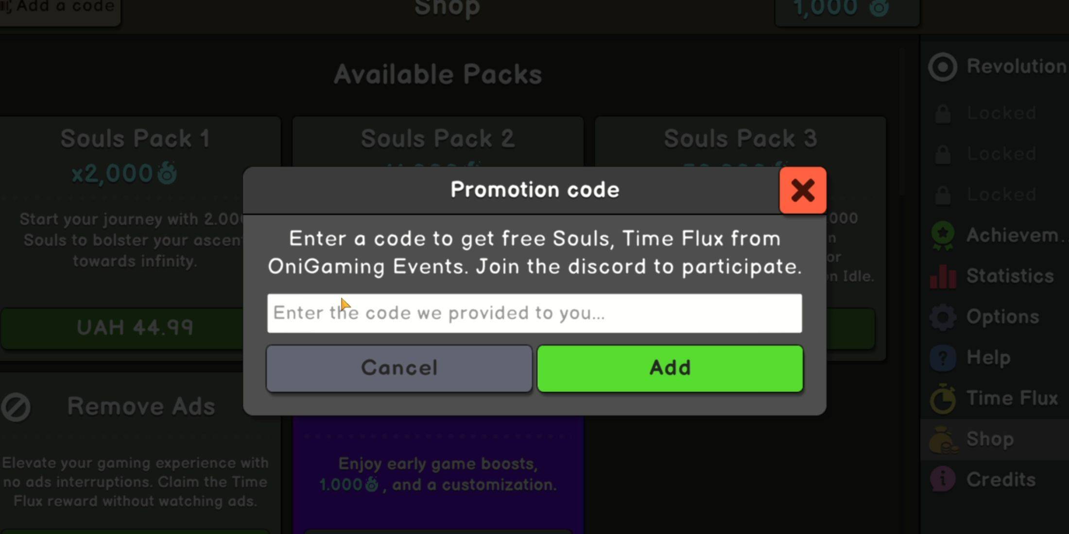 Redeeming Codes in Revolution Idle