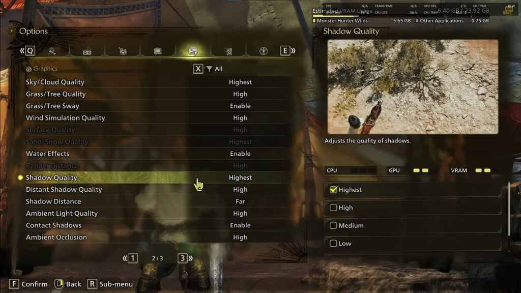 Tangkapan Tangkapan Tetapan Grafik di Monster Hunter Wilds