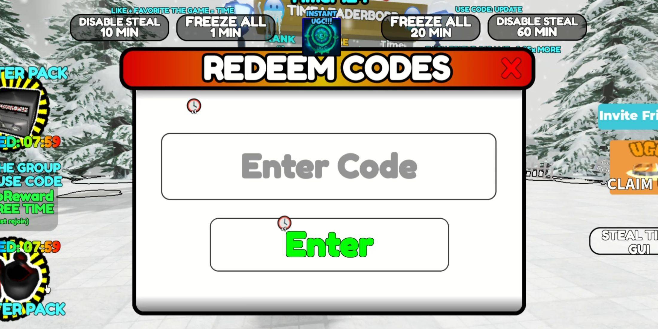 Redeeming Codes in Freeze for UGC