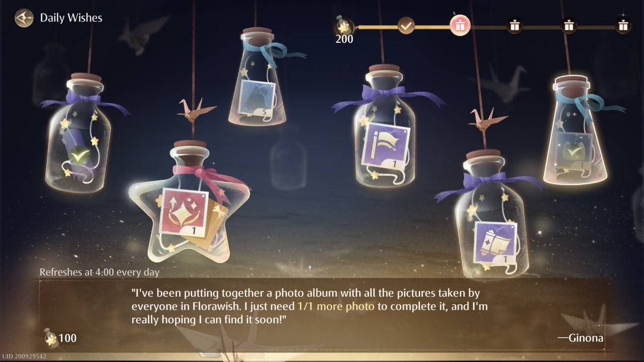 Daily Wish Bottles Interface